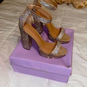 Rhinestone open toe heel!